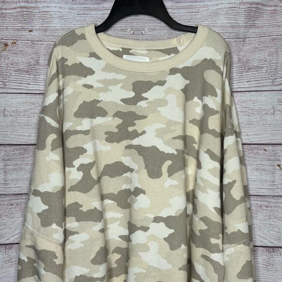 Aerie Très Chic Sweatshirt Pullover Cozy Camo Oversized Quiet Luxury Size Small - Picture 10 of 11